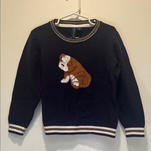Janie and Jack Navy Sweater with Bulldog Design